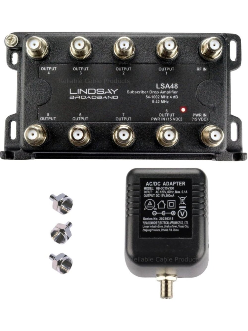 8-Port TV Antenna Signal Splitter & Amplifier - Connect 8 Devices, Power Supply